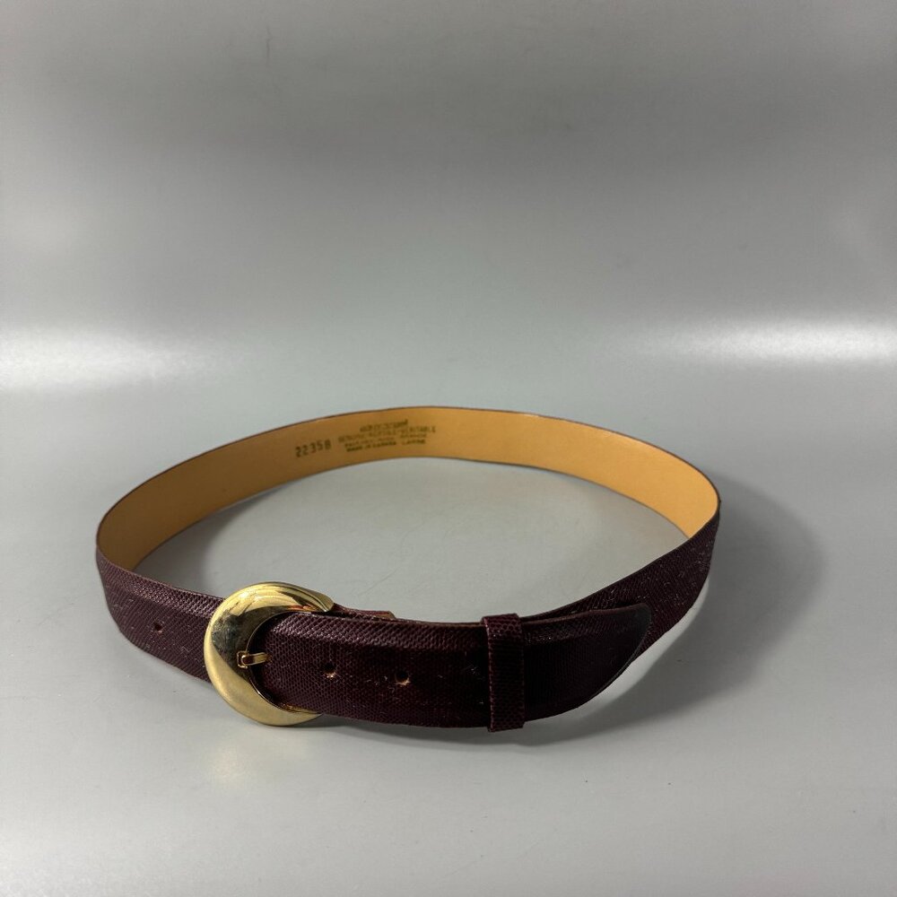 EMMANUEL Genuine Reptile Leather Belt in Burgundy, Size Large